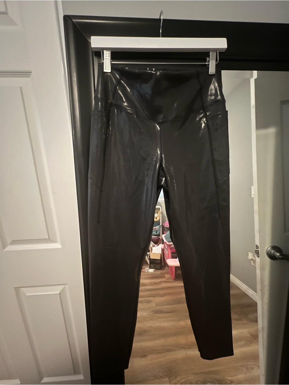 Active USA Black High-Waist Faux Leather Leggings
